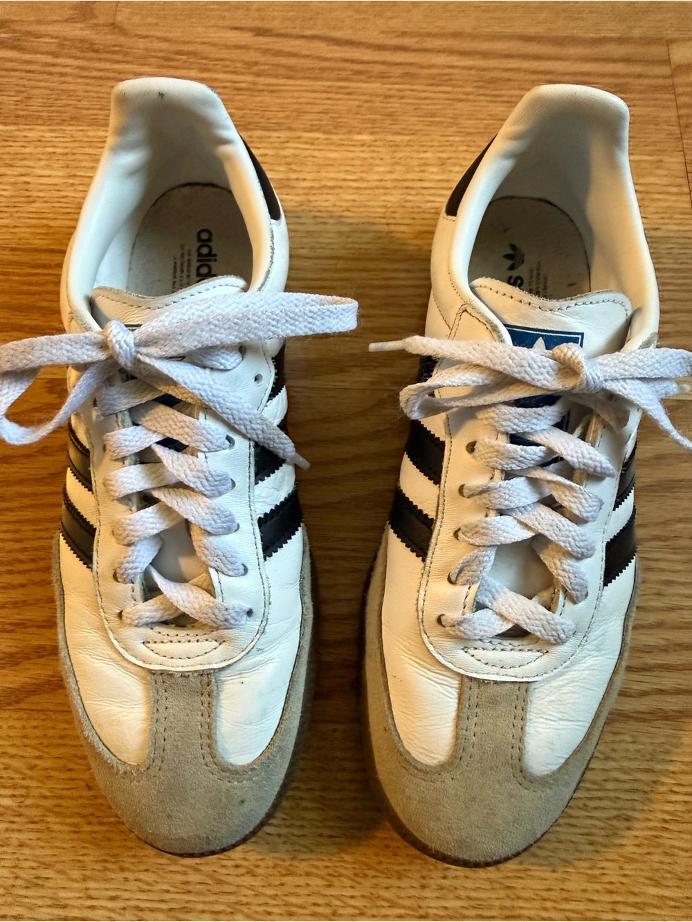 adidas samba  White and Black Retro Leather Sneakers